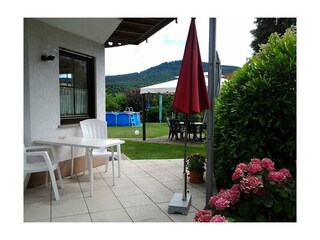 Terrasse Ferienwohnung mit Blick zum Abskopf