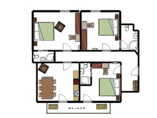 Appartement mit 3 Schlafräumen Grundriss