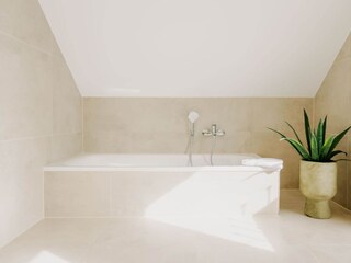 Badezimmer mit Badewanne und Dusche