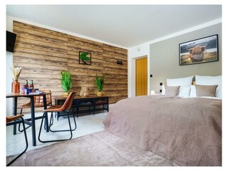 Wohn- und Schlafzimmer mit Esstisch, TV, Wifi