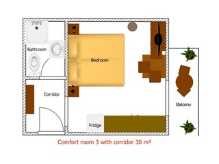 Komfortzimmer 3 mit Vorraum Skizze