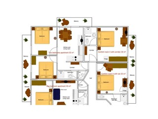 Zimmerplan 2 Ferienwohnungen und 2 Komfortzimmer