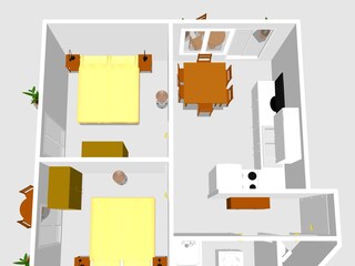9 Ferienwohnung 2 mit 2 Schlafzimmer 3D
