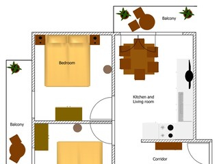 8 Ferienwohnung 2 mit 2 Schlafzimmer 2D
