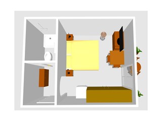 Komfortzimmer 3 mit Vorraum Skizze 3D