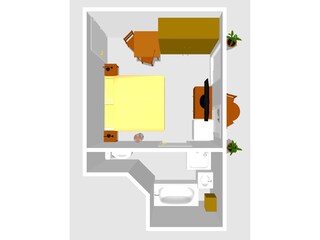 14 Komfortzimmer 4 mit Badewanne 3D