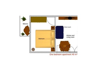 Ferienwohnung 1 mit 1 Schlafzimmer Skizze
