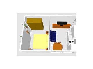 Ferienwohnung 1 mit 1 Schlafzimmer Skizze 3D