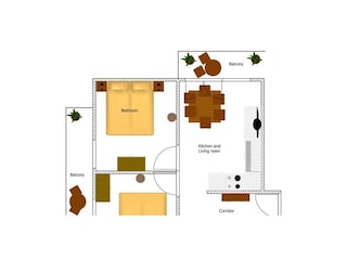 Ferienwohnung 2 mit 2 Schlafzimmer Skizze