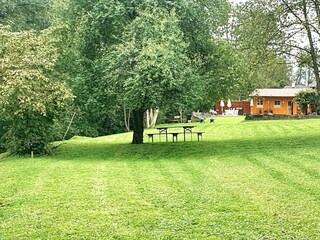 Grün Oase vor Haus an der Mur