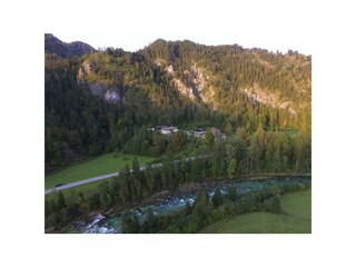 Luftaufnahme mit Salza Fluss Wildalpen