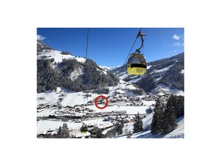 Blick aufs Haus vom Skigebiet aus