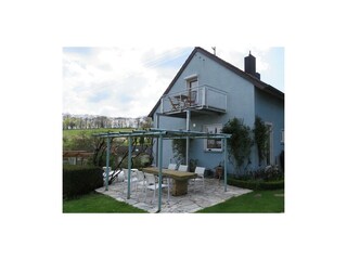 Gartenseite Balkon Fewo Hortensie