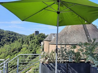 Aussicht auf die Burg von der Terrasse