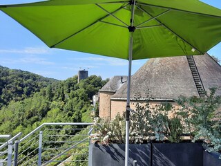 Aussicht auf die Burg von der Terrasse