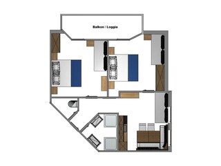 Bergfrische | 3 Raum mit Teeküche | Balkon | 55m²