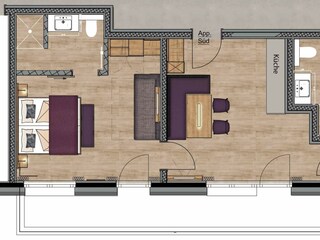 GR Zimmer 1 mit App. Süd verbunden