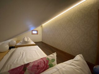 Höhle mit 2 Einzelbetten unterm Dach