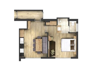 GR Zimmer und Küche