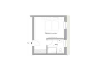 Grundriss Zimmer grün und ecru