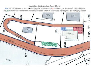 Grundriss Zufahrt+Parkplatz Chalet Aberot