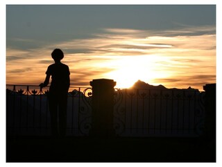Weitblick mit Sonnenuntergang vom Hotel Lärchenhof Natur in Mösern bei Seefeld i