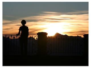 Weitblick mit Sonnenuntergang vom Hotel Lärchenhof Natur in Mösern bei Seefeld i