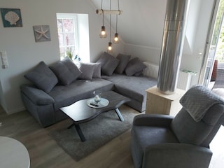 Wohnbereich / Sofa zum Ausziehen