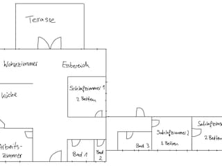 Grundriss des Ferienhauses  (nicht 1:1 maßstabsgetreu)