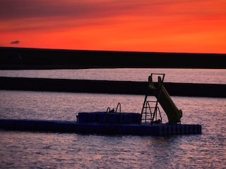 Schwimmbucht im Abendrot
