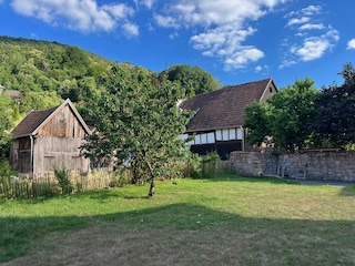 Blick von der Terrasse in den Garten