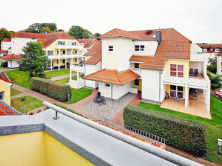 Blick auf die Ferienhäuser