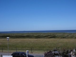 Blick vom Balkon auf die Nordsee und auf Neuwerk