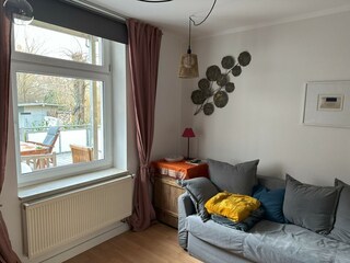 Sofa bed and terrace view
