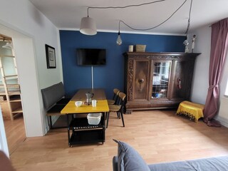 Living/dining room with extension of the dining table