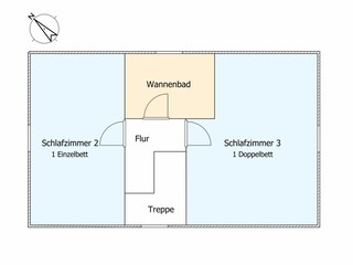 Obergeschoss. Dachschrägen sind kein Bestandteil der Grundrisszeichnung.