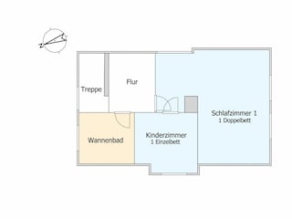 Obergeschoss. Dachschrägen sind kein Bestandteil der Grundrisszeichnung.