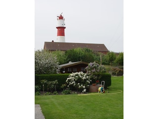 Gartenansicht mit Leuchtturm