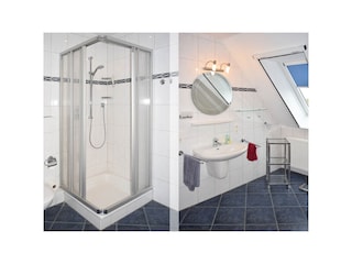 Bad mit Dusche, Waschtisch, WC...
