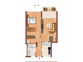 Seemöwe Grundriss + Möblierung