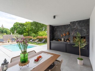 outdoor kitchen and view