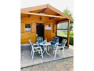 Der Platz vor der Hütte lädt zum Beisammensein ein