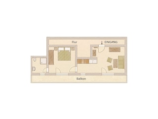 Die Raumaufteilung der Ferienwohnung Nr. 9