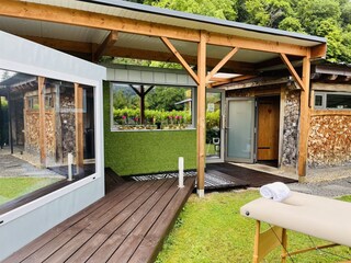 Sleepcube, Sauna und Badezimmer