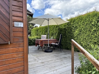 Zugang zum Kleines Haff Hus über die Terrasse