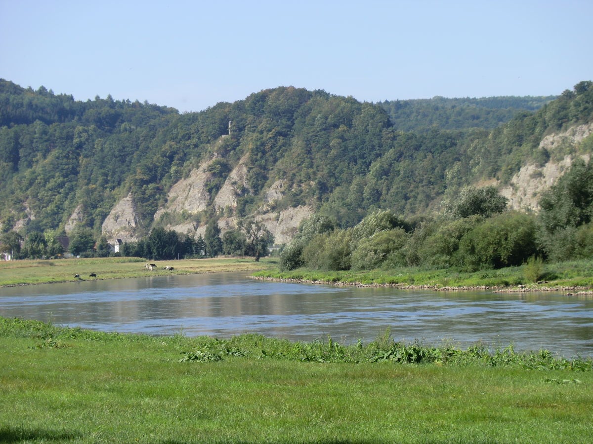 Felsen bei Steinmühle, vom Weserradweg aus gesehen