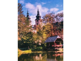 Barockkirche v. Spital/Pyhrn mit Stiftsteich