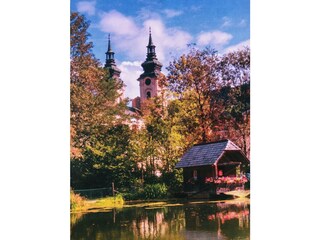 Barockkirche v. Spital/Pyhrn mit Stiftsteich