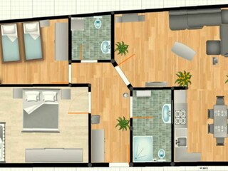 Vakantieappartement Borkum Grondplan 28