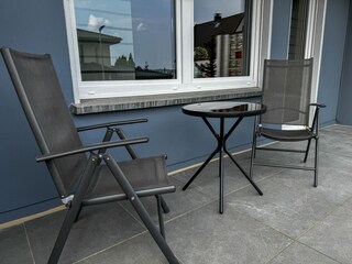 Sitzgelegenheit auf der Terrasse.